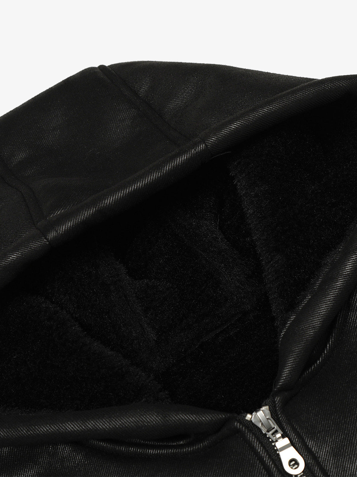 Vintage Leather Badge Fleece-lined Hooded Zip Bomber Jacket - 2547 