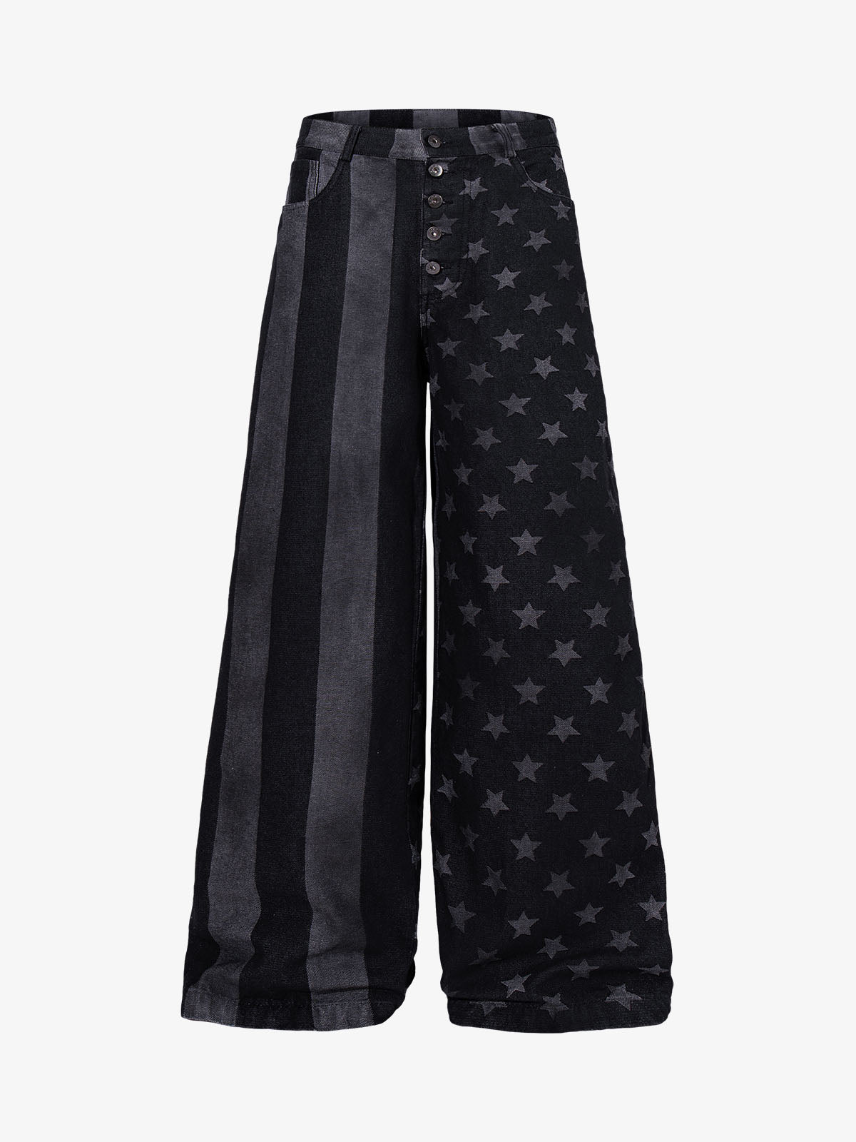 Multi-Button Straight-Leg Jeans