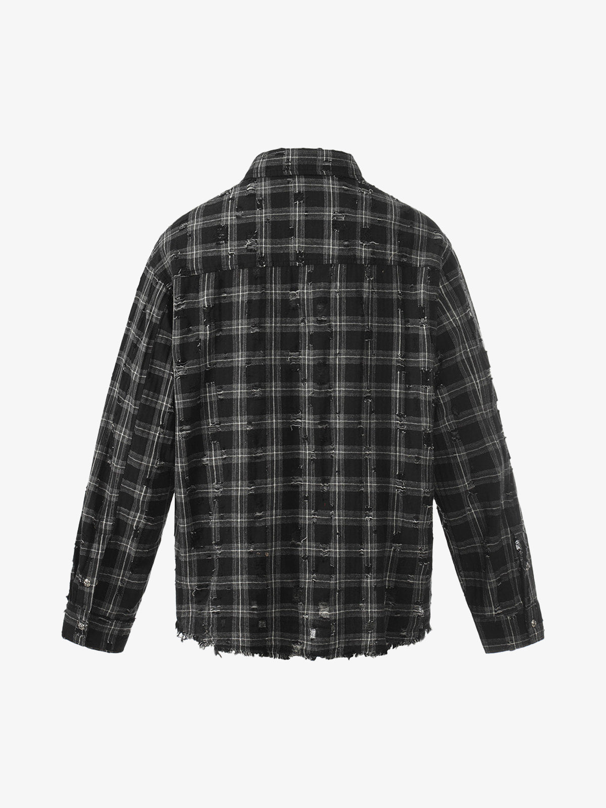 Distressed Raw Edge Plaid Shirt 