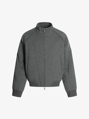Panel Cut Stand Collar Zip Up Jacket 