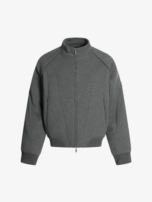 Panel Cut Stand Collar Zip Up Jacket 