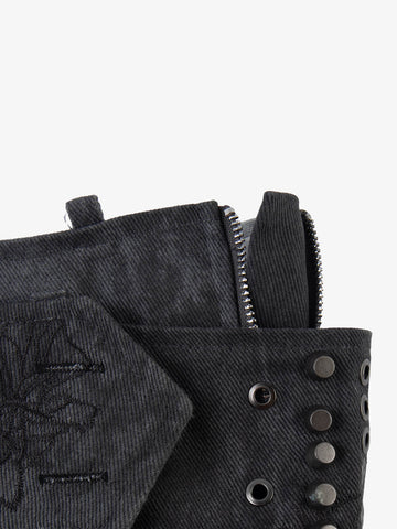 Thesupermade Metallic Studded Embroidery Belt Mini Skirt