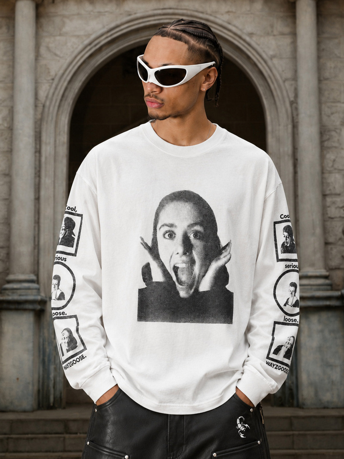 Girl Face Graphic Long Sleeve Tee