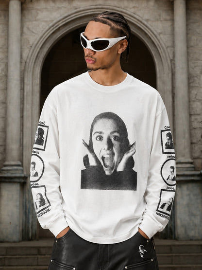Girl Face Graphic Long Sleeve Tee