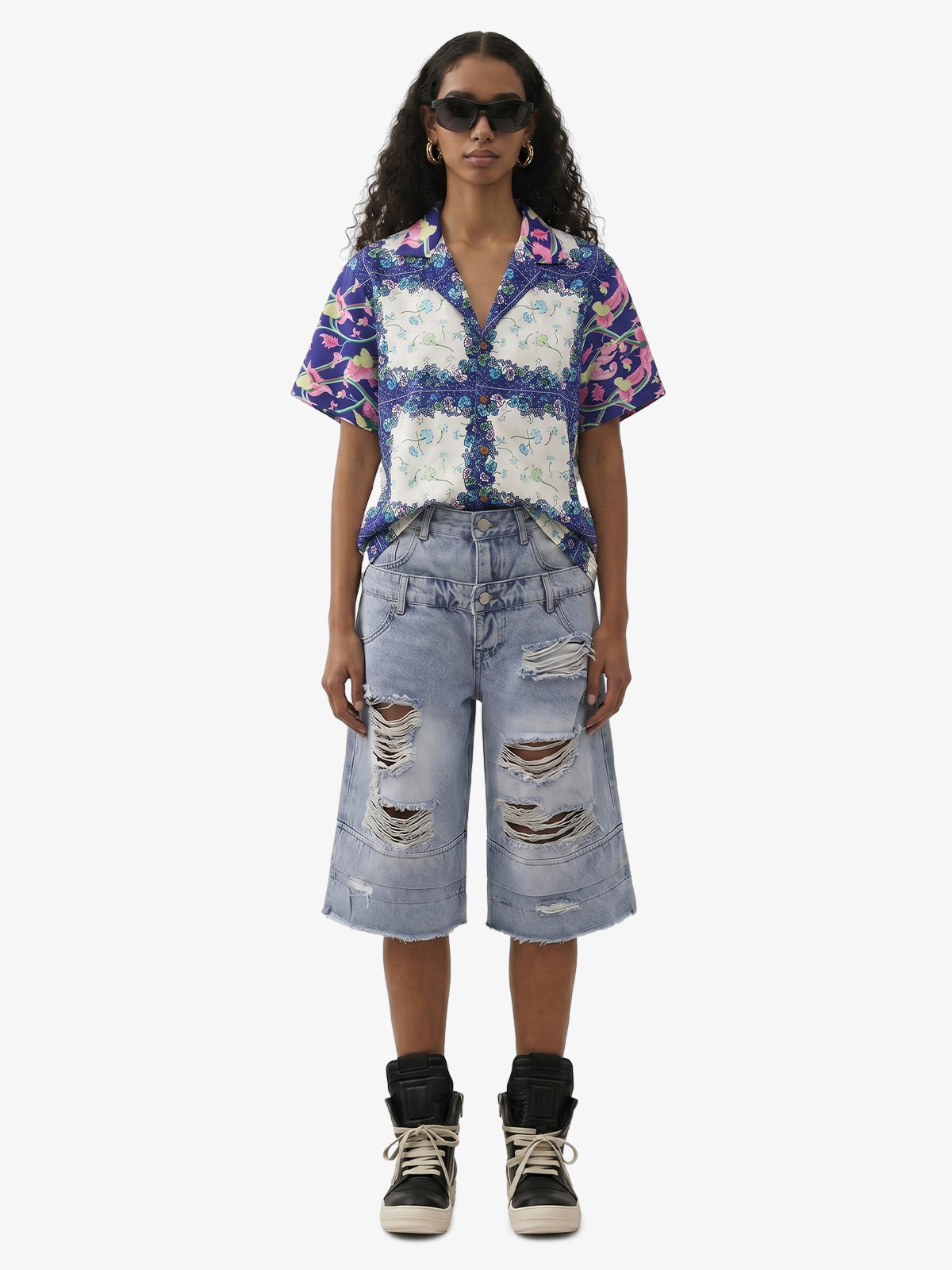 French Tulip Tile Cuban Shirt