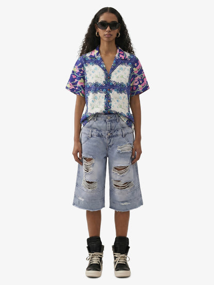 French Tulip Tile Cuban Shirt