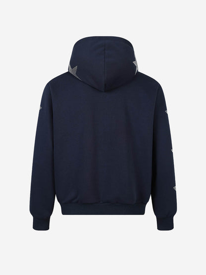 Zip-Up Hoodie with Star Logo & Rhinestone Detail