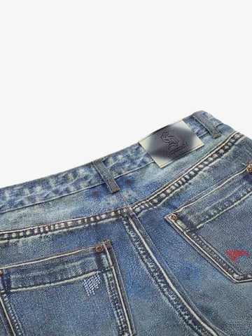 Vintage 3D Appliqué Denim Jeans