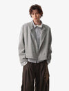Button Detail Striped Panel Faux Layered Jacket 