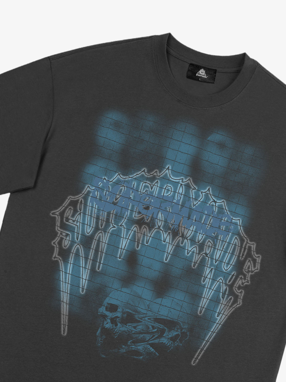 Dark Grid Skull Graphic T-Shirt 
