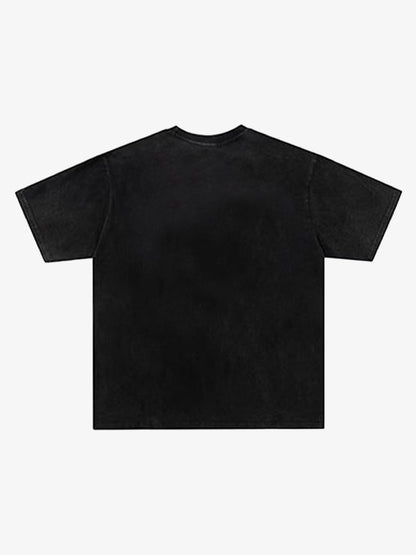Skull Graphic Rhinestone Distressed T-Shirt
