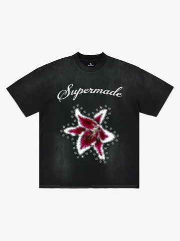 Washed Floral Star Print T-Shirt