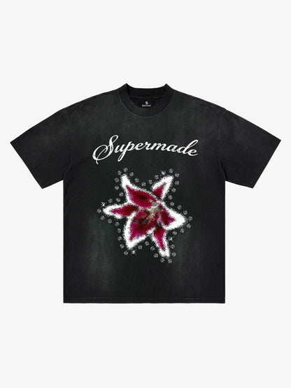 Washed Floral Star Print T-Shirt