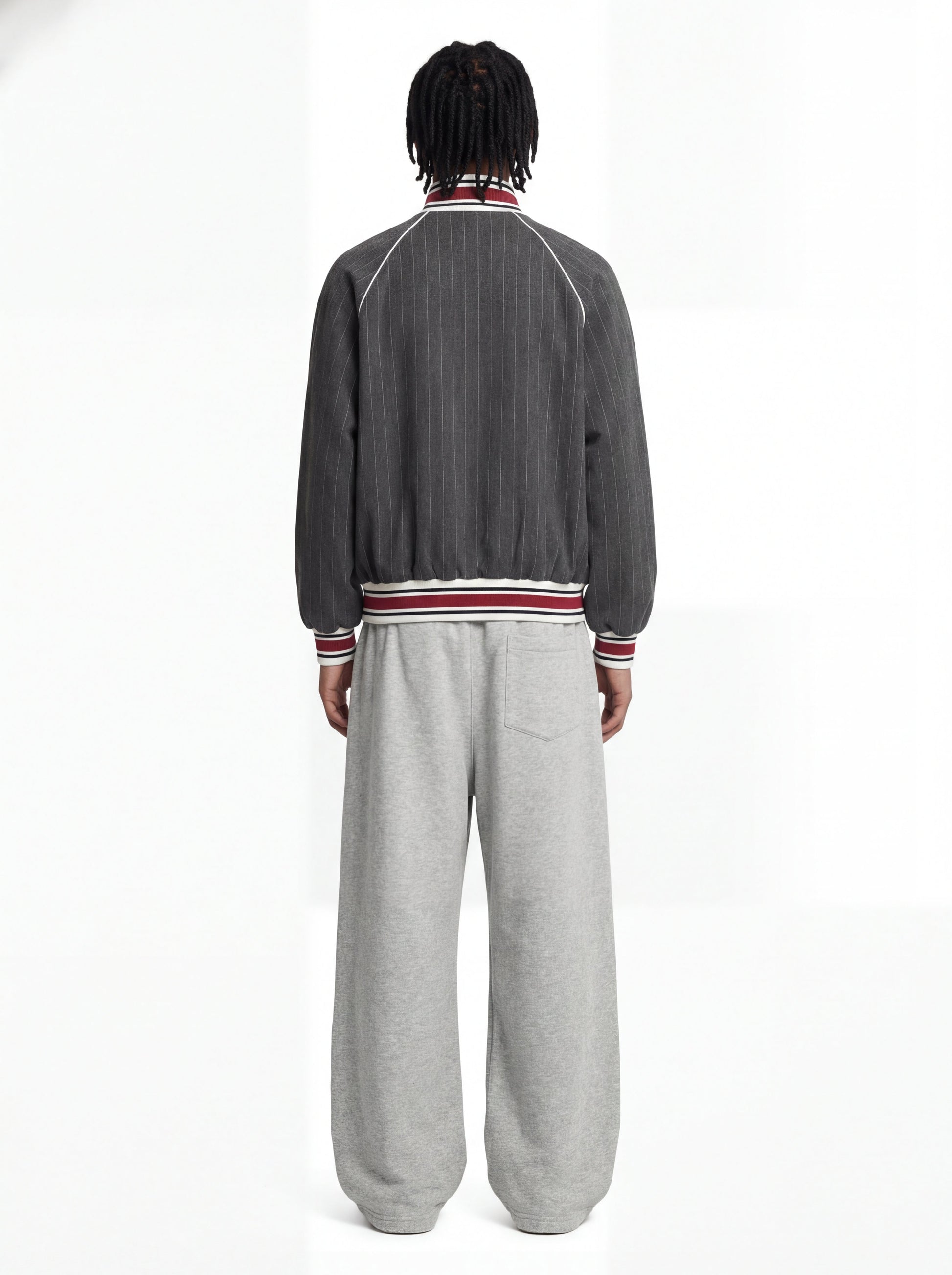 Pinstripe Vertical Embroidery Track Jacket 