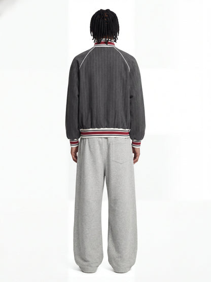 Pinstripe Vertical Embroidery Track Jacket 