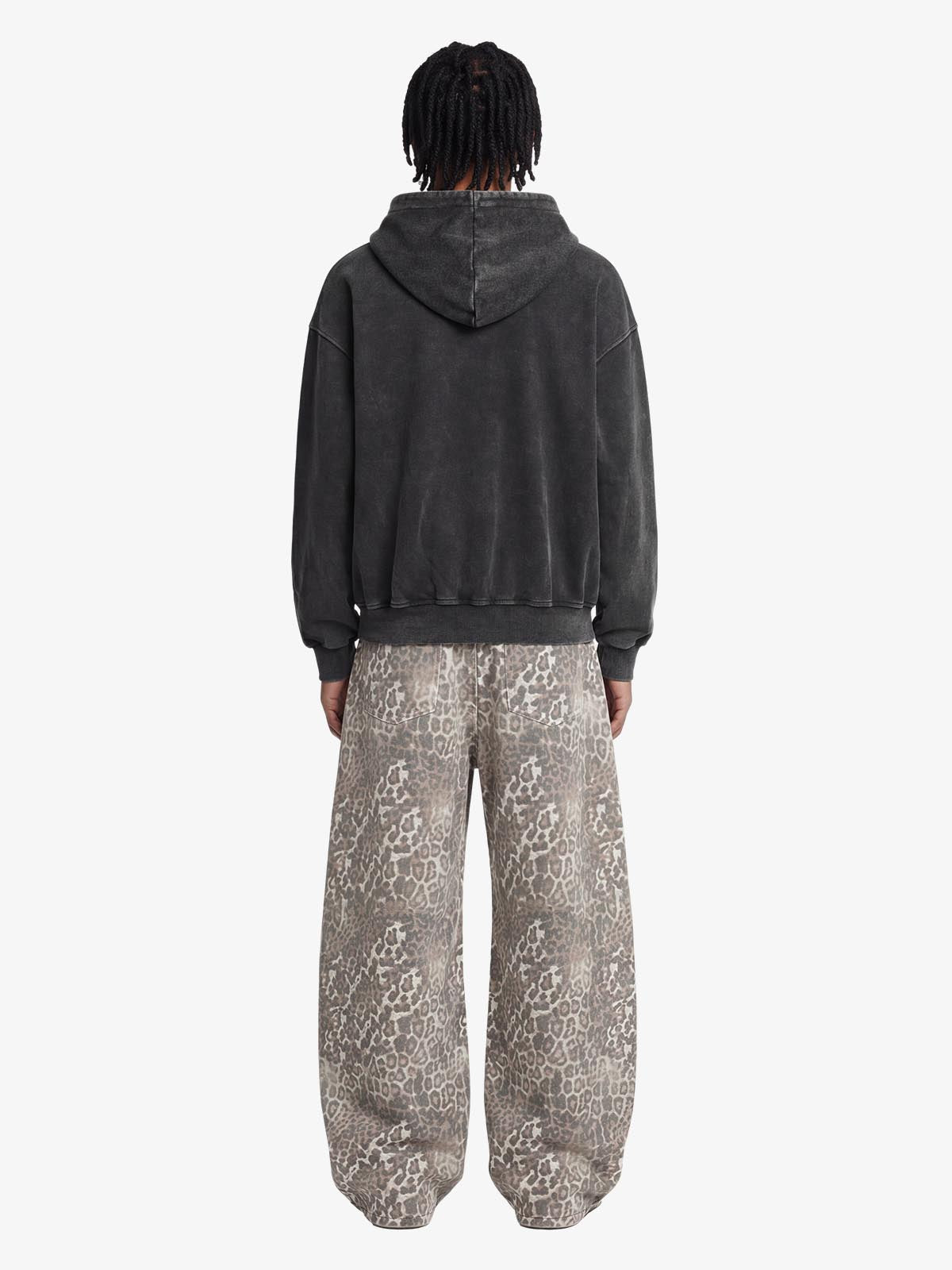 Street Leopard Camouflage Pleated Barrel Jeans 