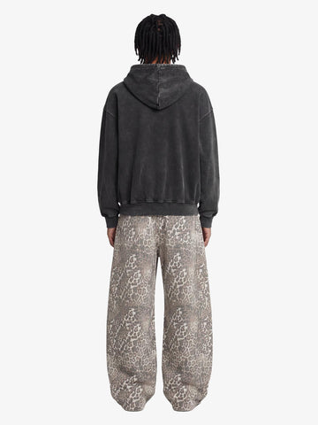 Street Leopard Camouflage Pleated Barrel Jeans 