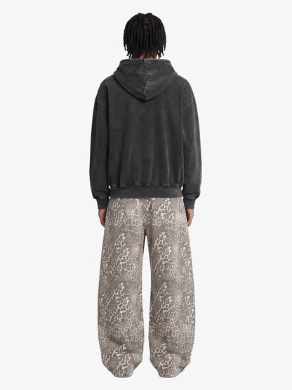 Street Leopard Camouflage Pleated Barrel Jeans 