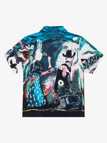 Blue Abstract Oil Painting Shirt