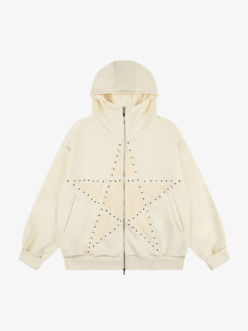 Star Stud Zip-Up Hoodie