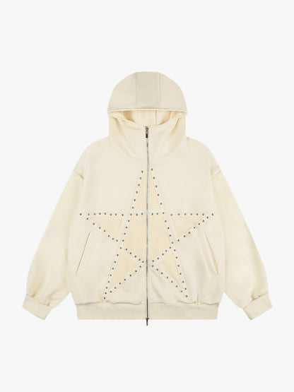 Star Stud Zip-Up Hoodie