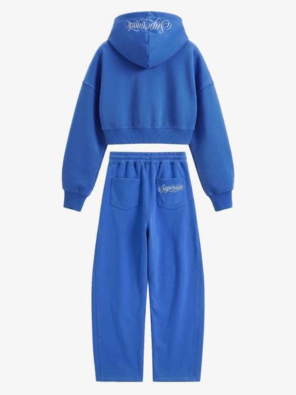 Cotton-Padded Hoodie and Loose Trousers Set