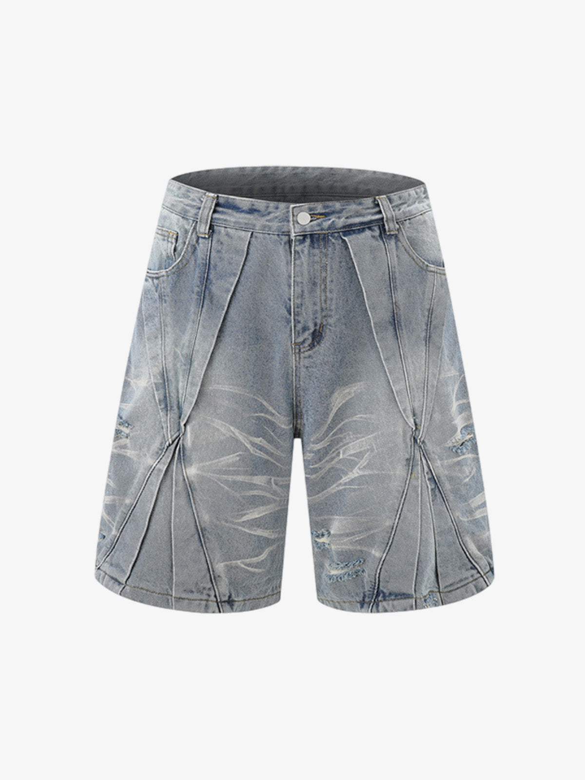 Washed Black Branch Print Deconstructed Denim Set 
