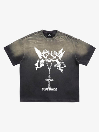 Twin Angels Cross Washed T-Shirt