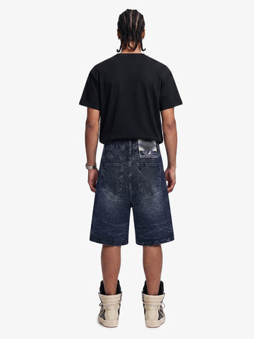 Wide Leg Washed Denim Shorts