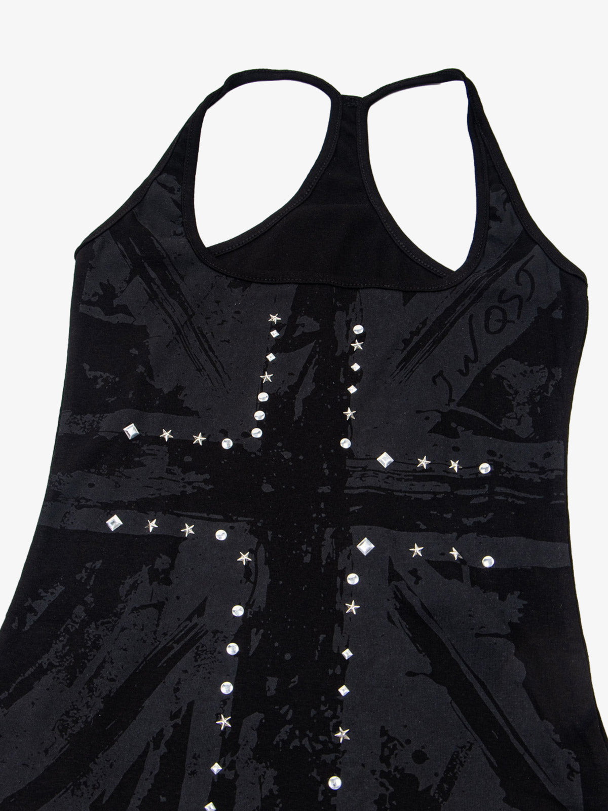 Union Jack Graphic Racerback Tank Top – Studded Cotton Blend Tank