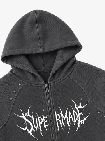 Spiked Graphic Zip Hoodie