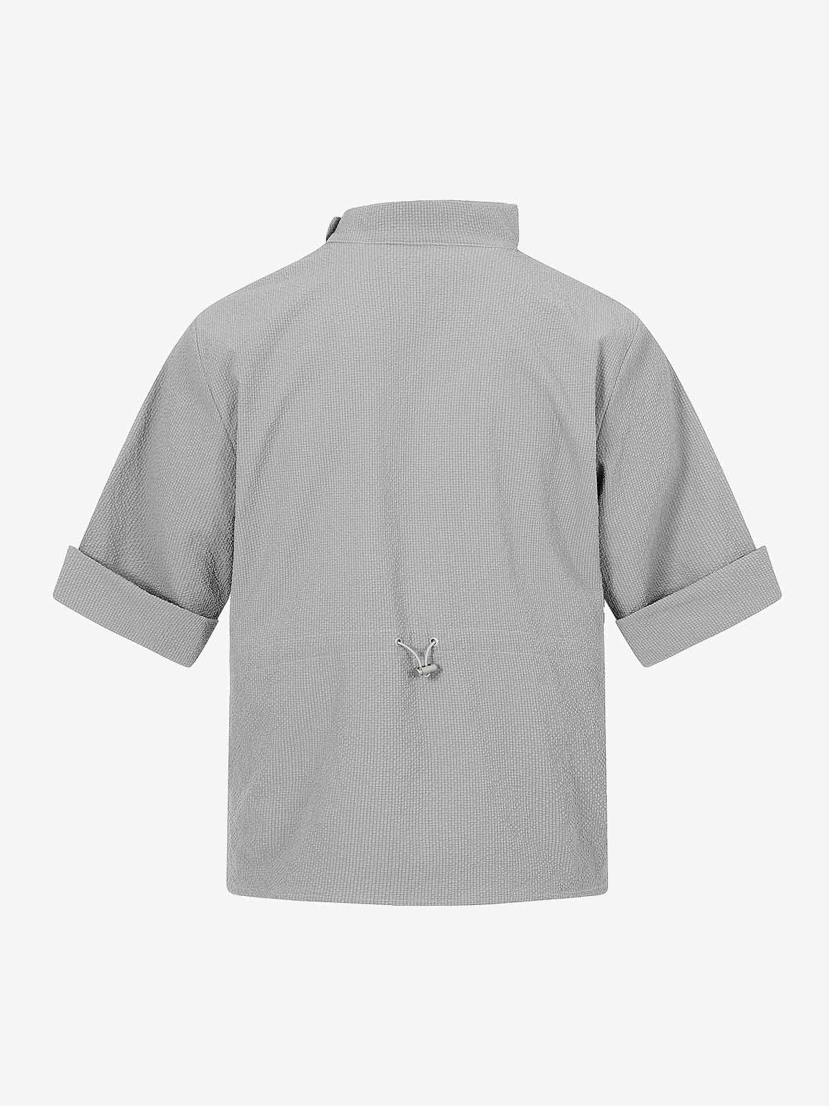 Textured Grid Weave Button-Up Shirt – Lightweight Wrinkle-Resistant Casual Fit