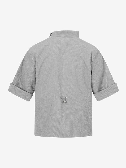 Textured Grid Weave Button-Up Shirt