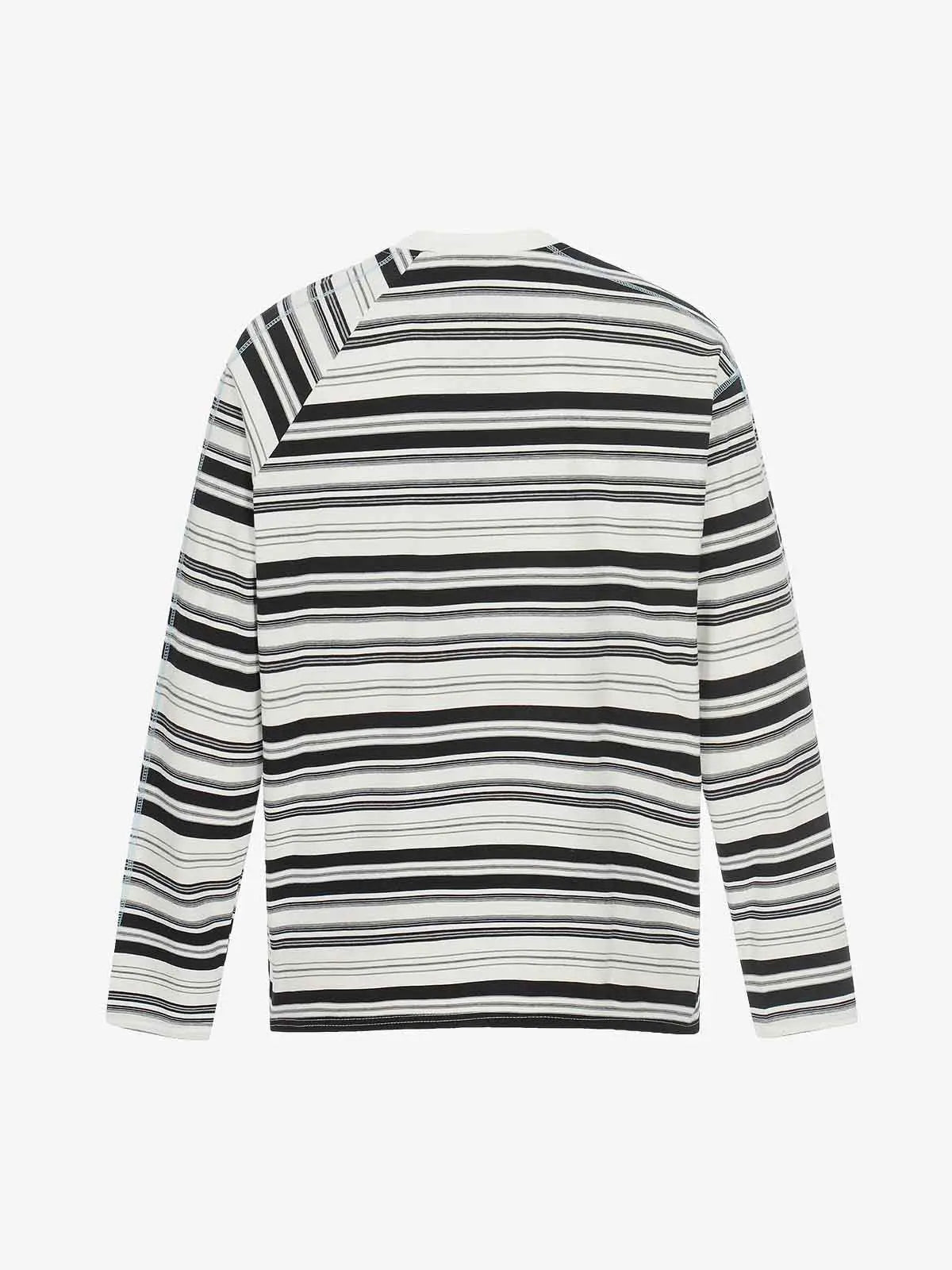 Color Block Striped Embroidered Long Sleeve T-Shirt 