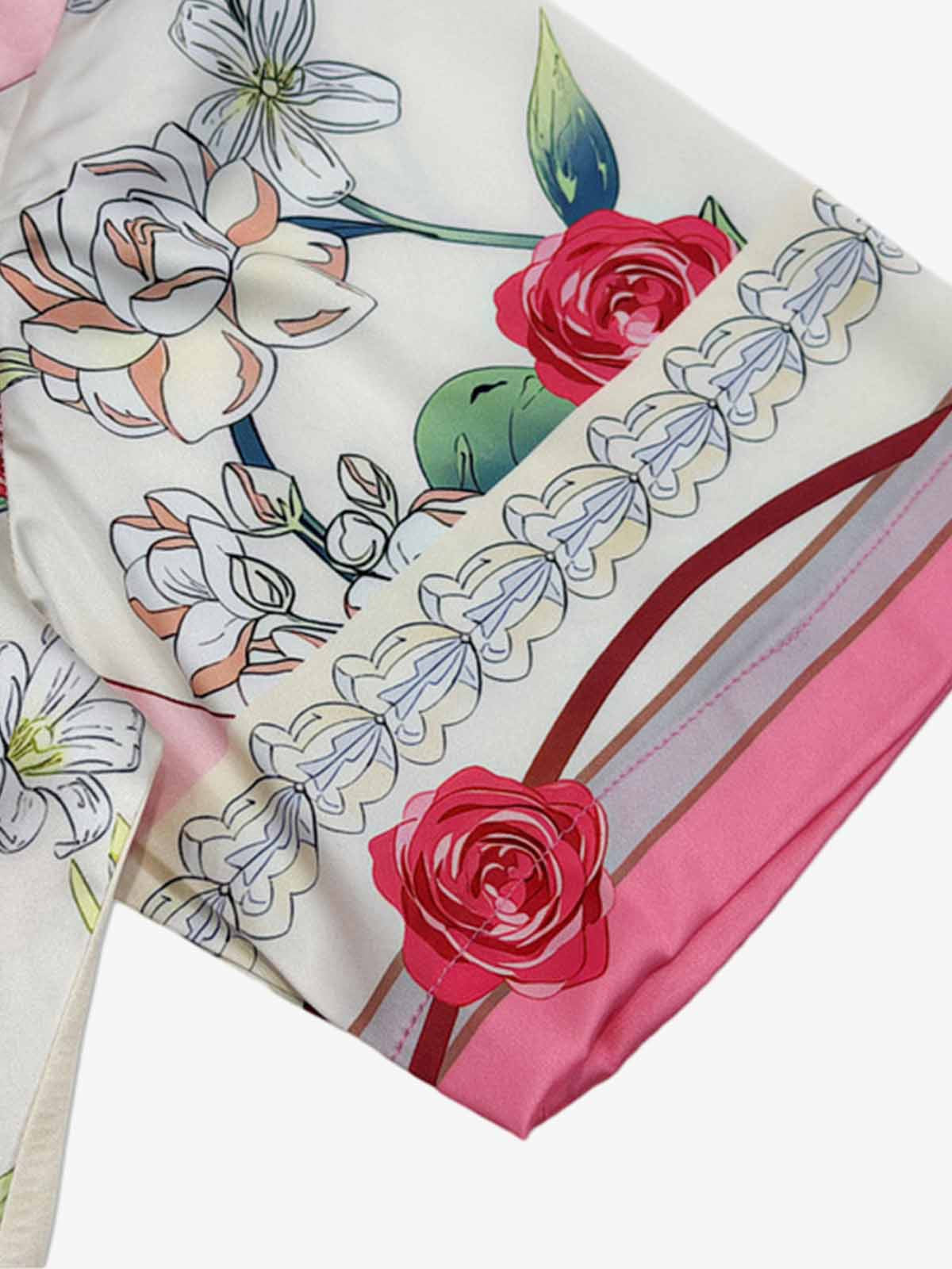 Baroque Floral Satin Cuban Shirt 
