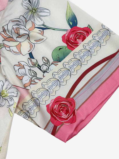 Baroque Floral Satin Cuban Shirt 