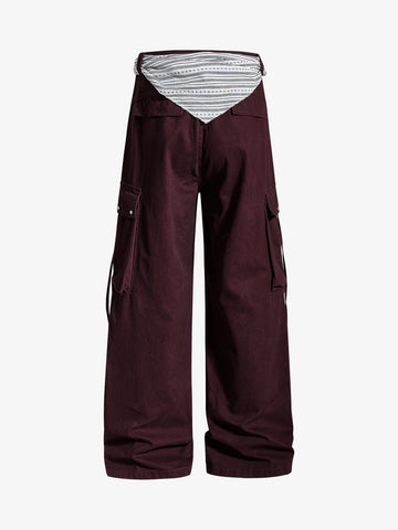 Bandana Waist Strap Multi-Pocket Cotton Cargo Pants 