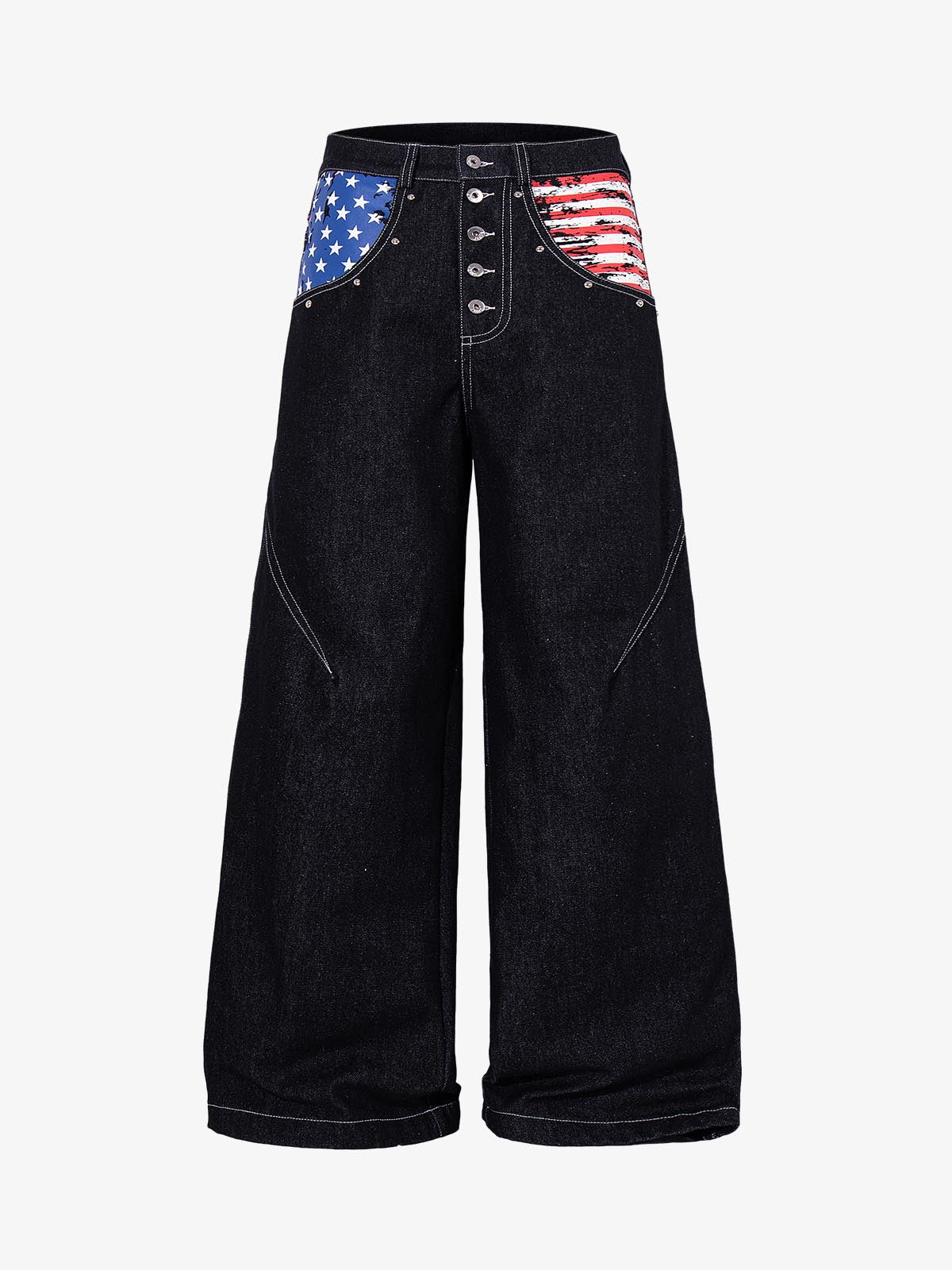 Multi-Button Graphic Jeans
