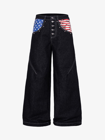 Multi-Button Graphic Jeans