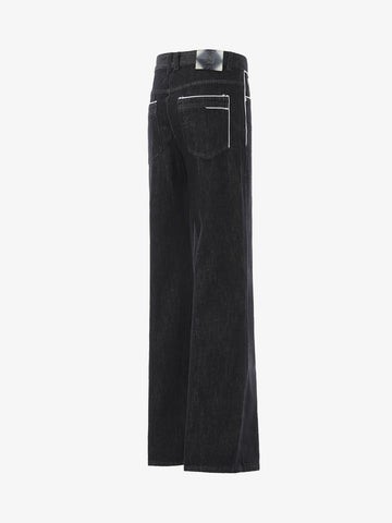 Vintage Contrast Trim Dark Wash Jeans