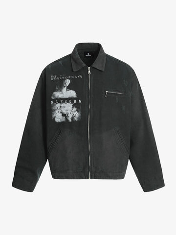 Vintage Washed Character Graphic Jacket 