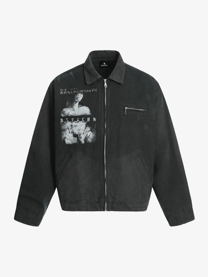Vintage Washed Character Graphic Jacket 