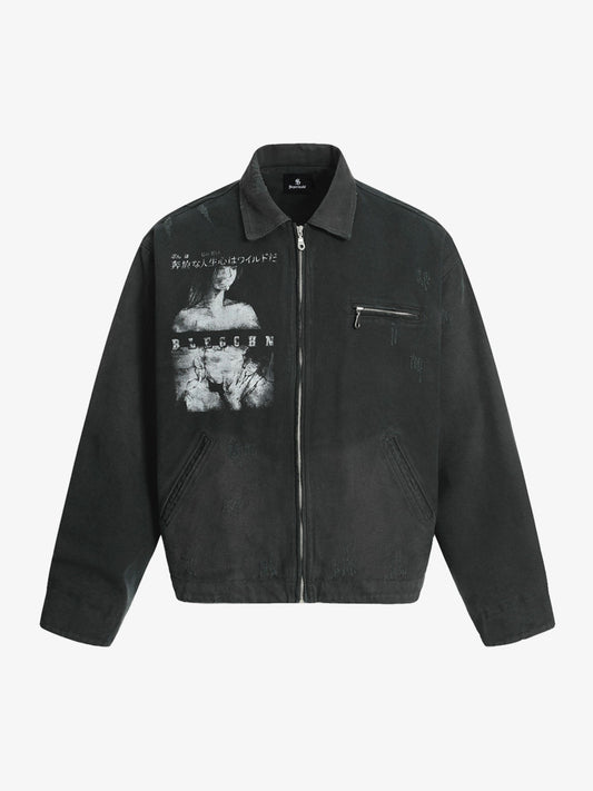 Vintage Washed Character Graphic Jacket 