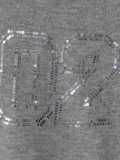 Off-Shoulder Sequin Number Graphic Sweater