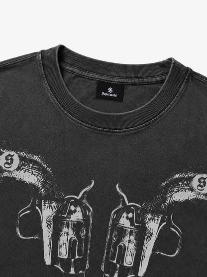 Revolver Graphic Distressed Long Sleeve Tee
