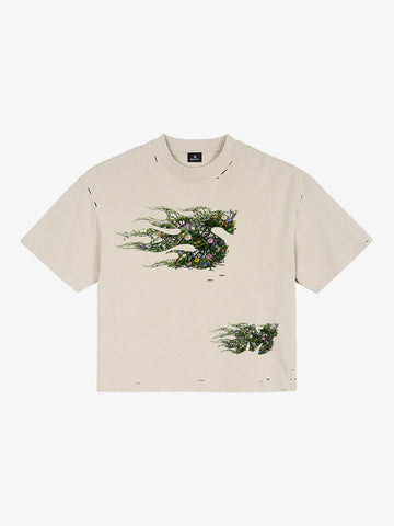 Distressed Abstract Floral Graphic Street T-Shirt 