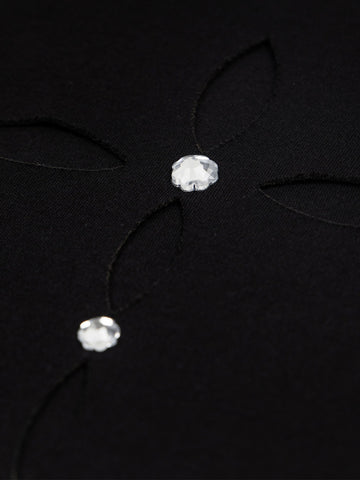 Cutout Rhinestone Short Sleeve Tee