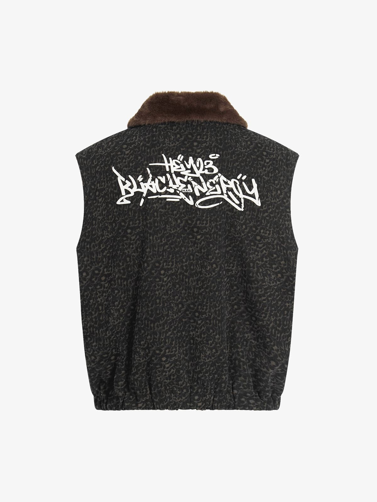 Vintage Leopard Print Fleece Zip Up Vest 