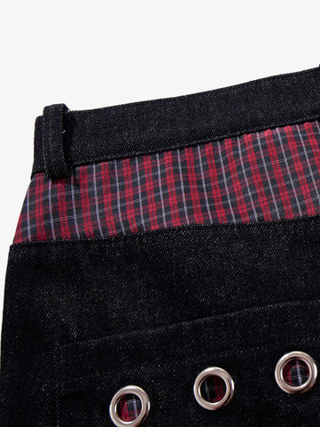 Plaid Patchwork Jeans