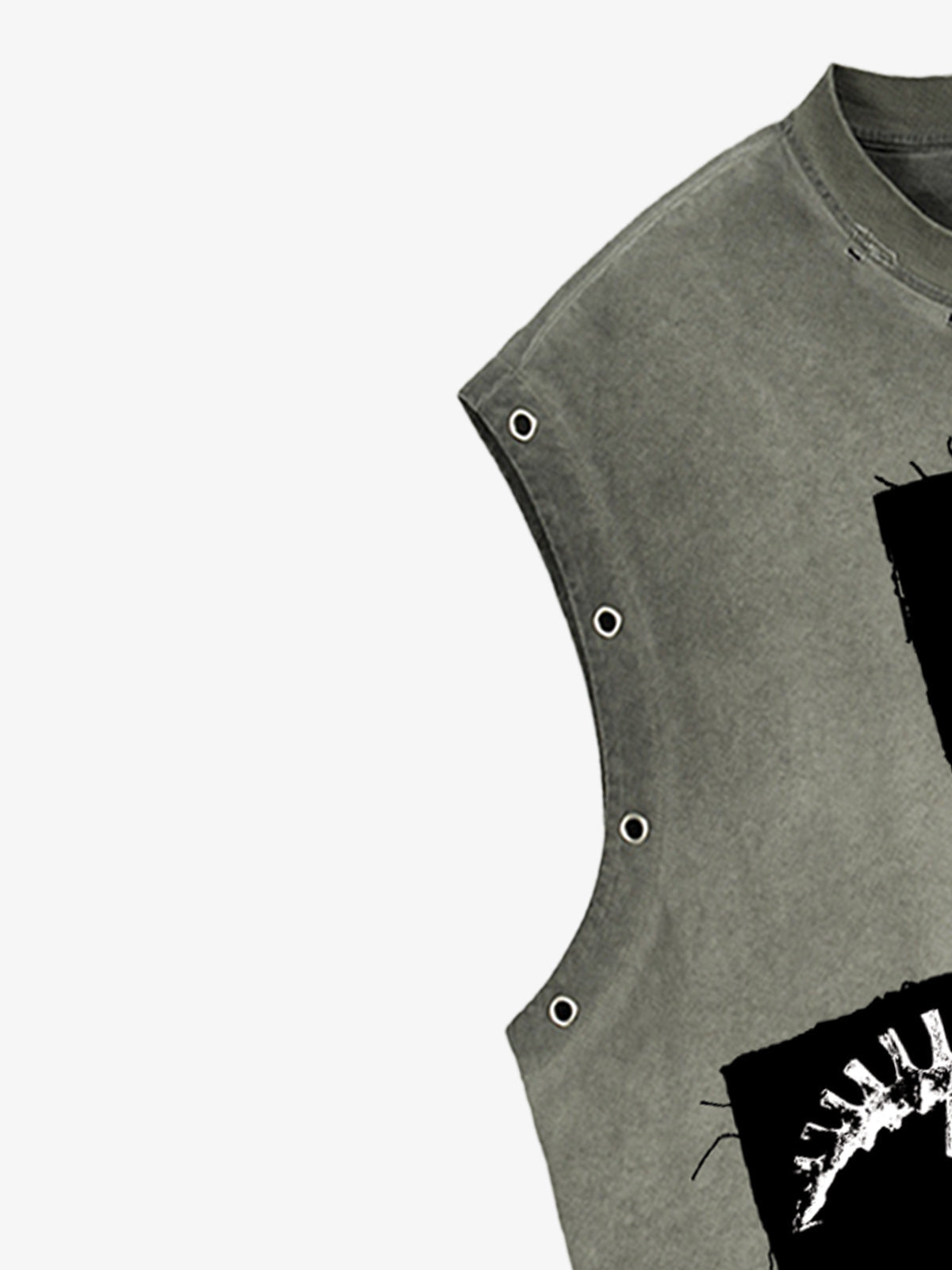 Ripped Graphic Patch Sleeveless Vest 